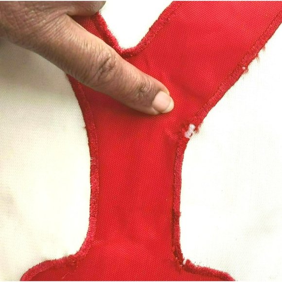 Vintage JOY Red and White 28x40 Holiday Flag Christmas Wreath Shiny Gold Bow - Picture 11 of 14